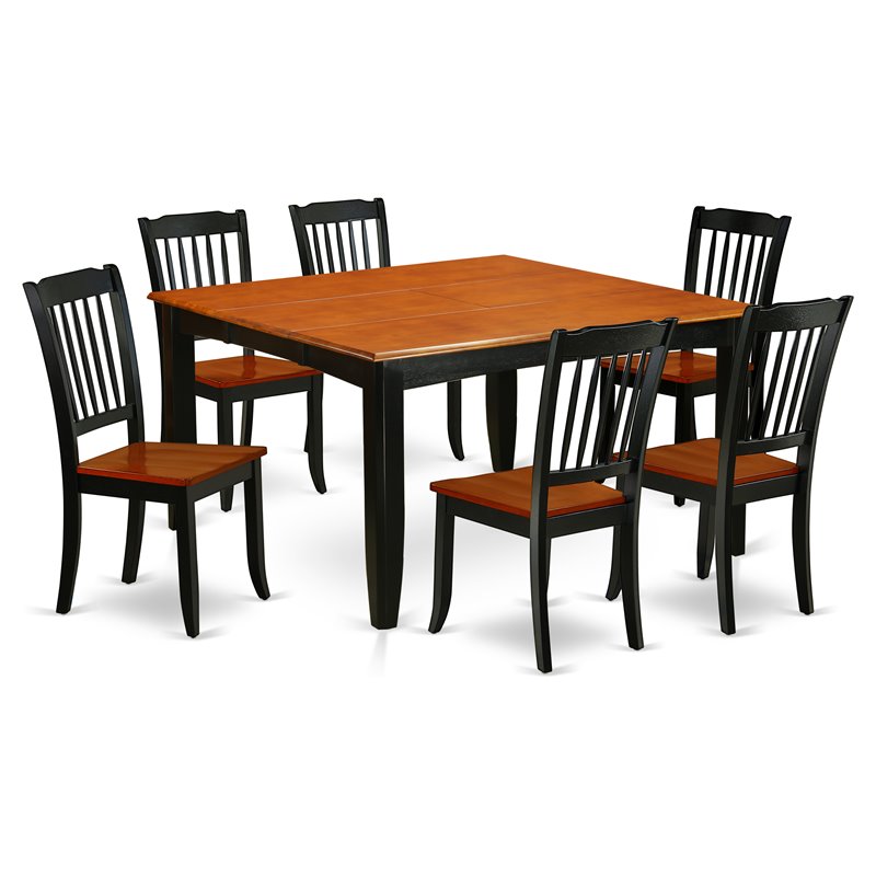 Pemberly Row 7-Piece Wood Dining Table Set in Black and Cherry Finish