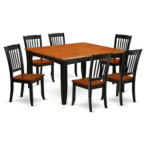 Pemberly Row 7-Piece Wood Dining Table Set in Black and Cherry Finish