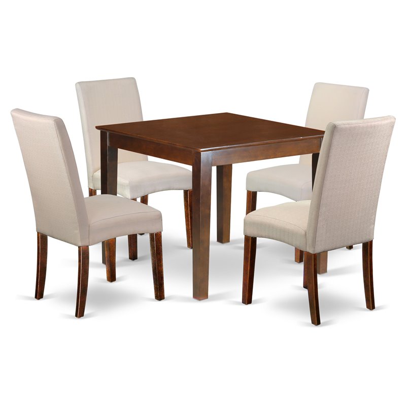 Pemberly Row 5-Pc Wood Dining Set with Mahogany and Cream Finish