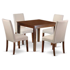 Pemberly Row 5-Pc Wood Dining Set with Mahogany and Cream Finish