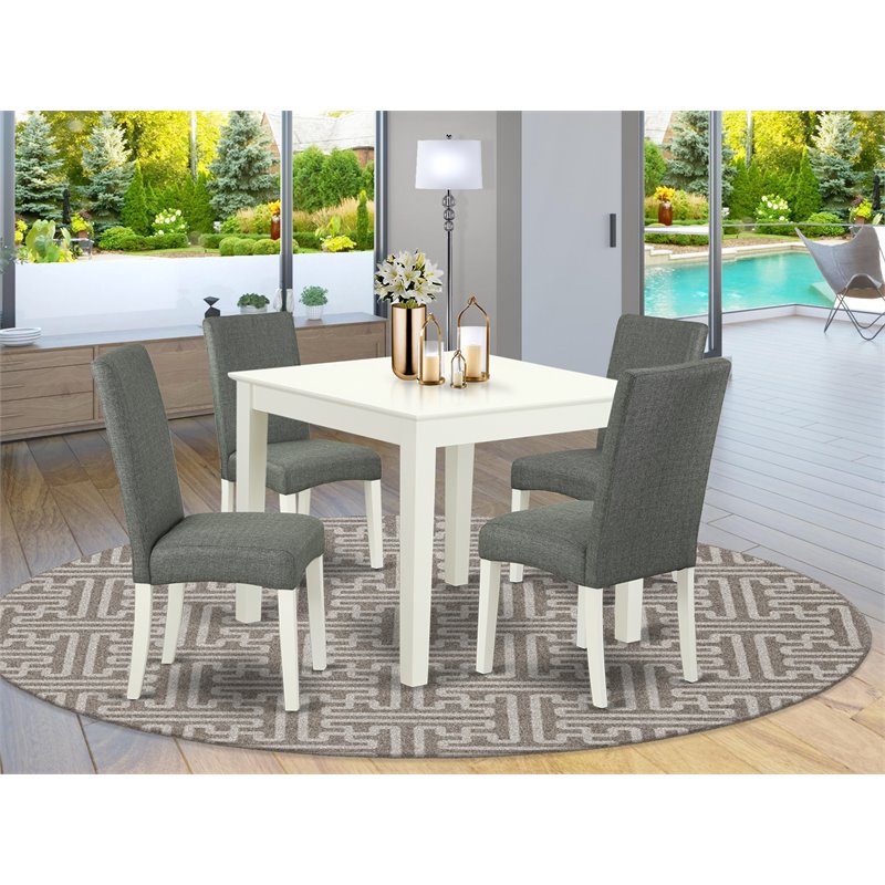 Pemberly Row 5-Pc Wood Dining Set with Linen White and Gray Finish