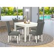Pemberly Row 5-Pc Wood Dining Set with Linen White and Gray Finish