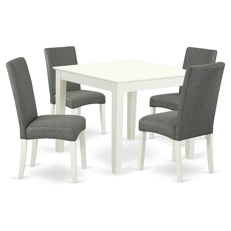 Pemberly Row 5-Pc Wood Dining Set with Linen White and Gray Finish