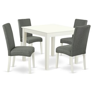 Pemberly Row 5-Pc Wood Dining Set with Linen White and Gray Finish