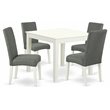 Pemberly Row 5-Pc Wood Dining Set with Linen White and Gray Finish