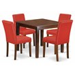 Pemberly Row 5-Piece Wood Dining Set in Mahogany and Firebrick Red