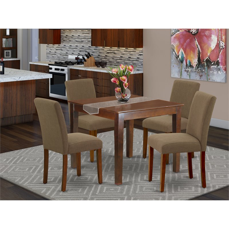 Pemberly Row 5-Piece Wood Dining Set in Mahogany and Coffee Finish