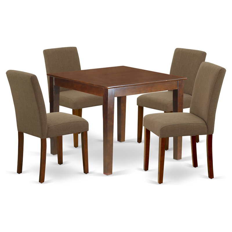 Pemberly Row 5-Piece Wood Dining Set in Mahogany and Coffee Finish