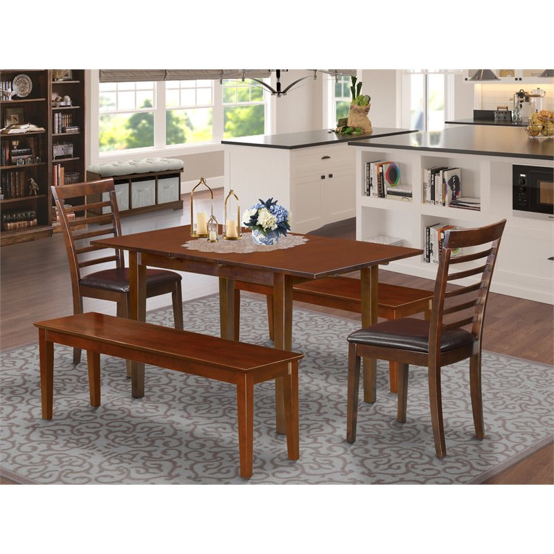 Pemberly Row 5-Piece Wood Kitchen Table Set with Mahogany Finish
