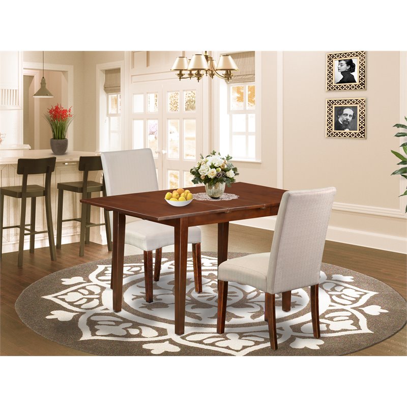 Pemberly Row 3-Piece Wood Dining Set in Mahogany and Cream