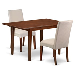 Pemberly Row 3-Piece Wood Dining Set in Mahogany and Cream