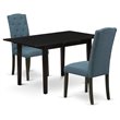 Pemberly Row 3-Piece Wood Kitchen Dinette Table Set in Black Finish