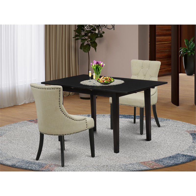 Pemberly Row 3-Piece Wood Dining Table Set in Black Finish