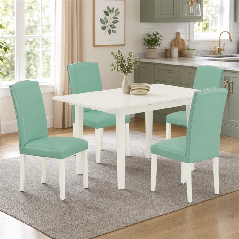 Pemberly Row 5-Piece Wood Dining Room Set in Linen White
