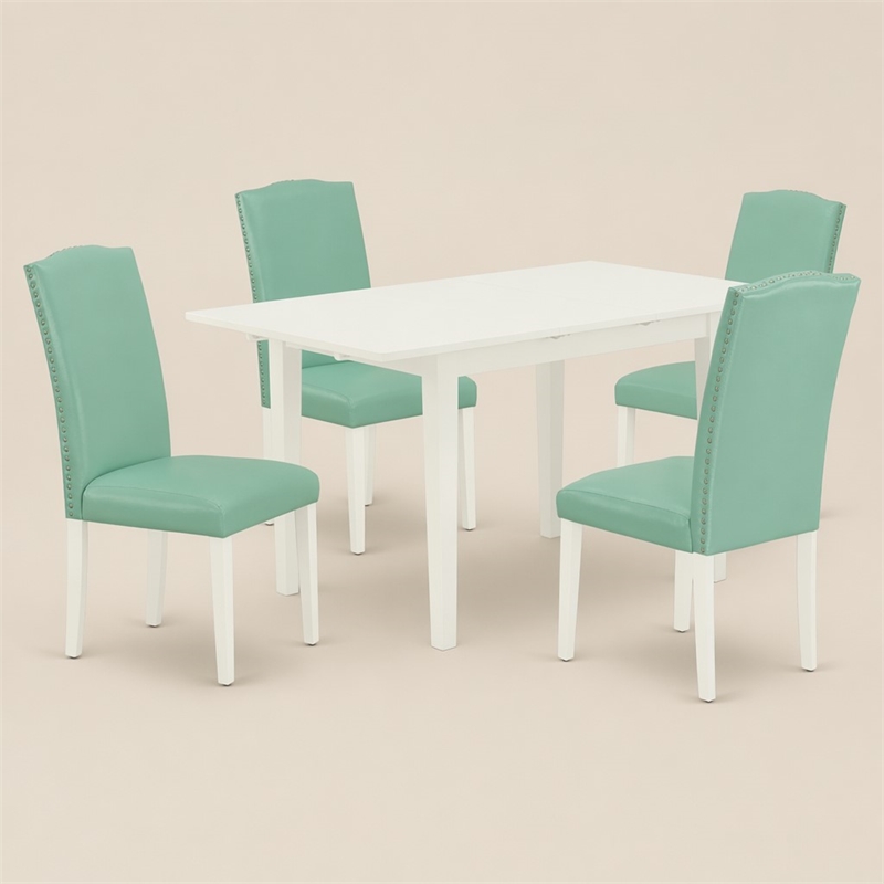 Pemberly Row 5-Piece Wood Dining Room Set in Linen White
