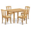 Pemberly Row 5-Piece Wood Kitchen Set with Slatted Back Chairs in Oak