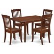 Pemberly Row 5-Piece Dining Set with Slatted Chairs in Mahogany Finish