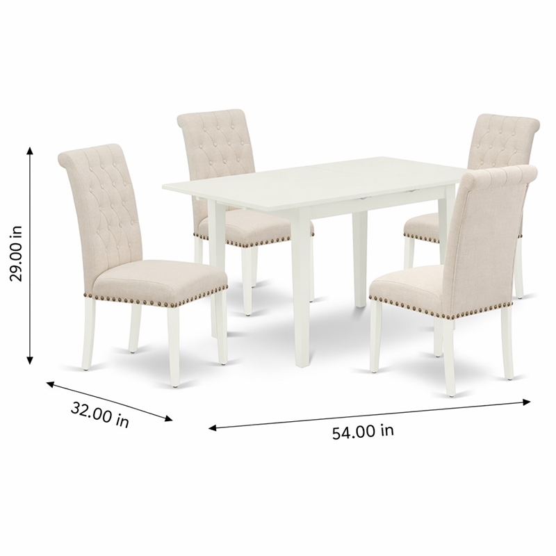 Pemberly Row 5-Piece Wood Dinette Set with Button-Tufted Chairs in White