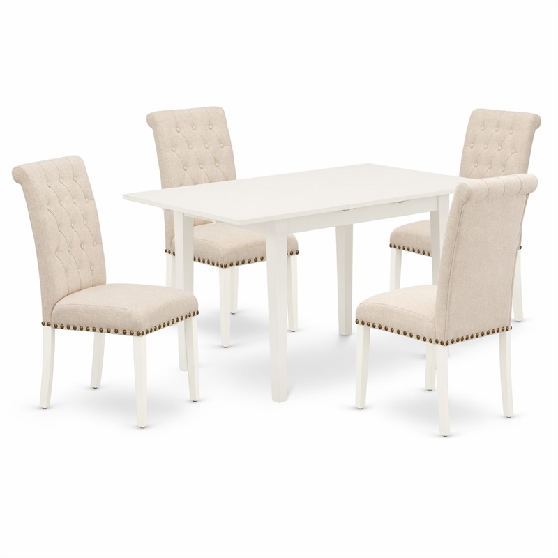 Pemberly Row 5-Piece Wood Dinette Set with Button-Tufted Chairs in White
