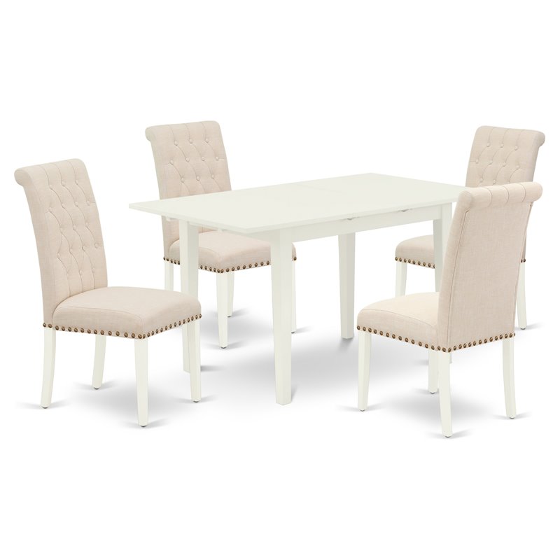 Pemberly Row 5-Piece Wood Dinette Set with Button-Tufted Chairs in White