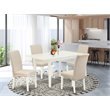 Pemberly Row 5-Piece Wood Dining Set with High-Back Parsons Chairs in White