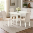 Pemberly Row 5-Piece Wood Dining Set with High-Back Parsons Chairs in White