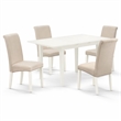 Pemberly Row 5-Piece Wood Dining Set with High-Back Parsons Chairs in White