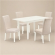 Pemberly Row 5-Piece Wood Dining Set with High-Back Parsons Chairs in White