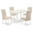 Pemberly Row 5-Piece Wood Dining Set with High-Back Parsons Chairs in White