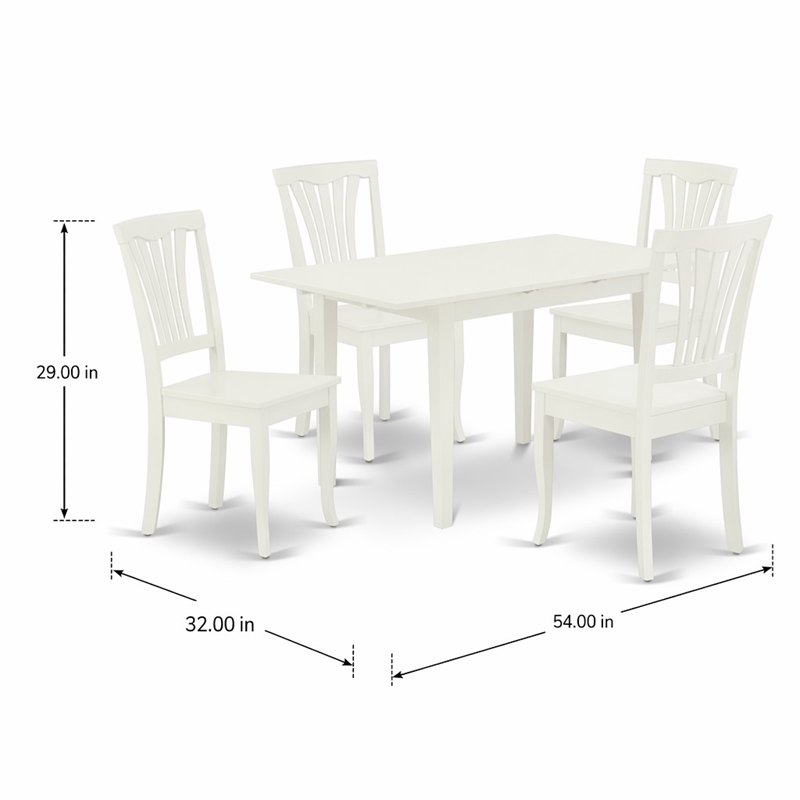 Pemberly Row 5-Piece Wood Dining Set in Linen White with Slatted Back
