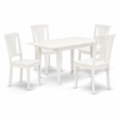 Pemberly Row 5-Piece Wood Dining Set in Linen White with Slatted Back