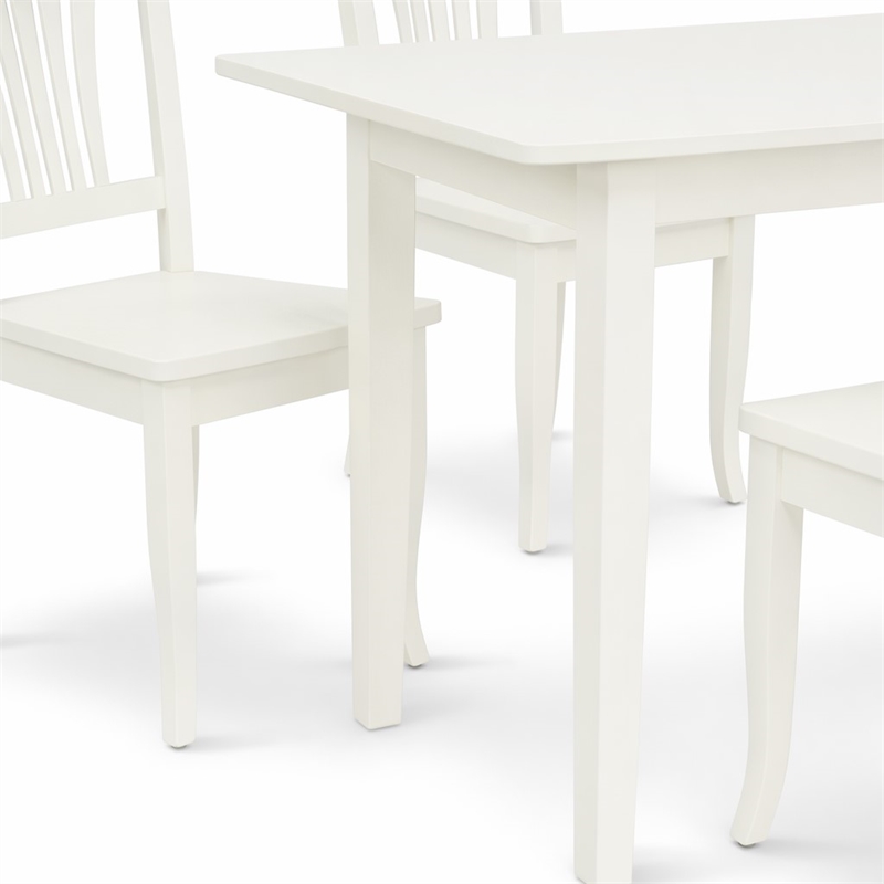Pemberly Row 5-Piece Wood Dining Set in Linen White with Slatted Back