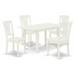 Pemberly Row 5-Piece Wood Dining Set in Linen White with Slatted Back