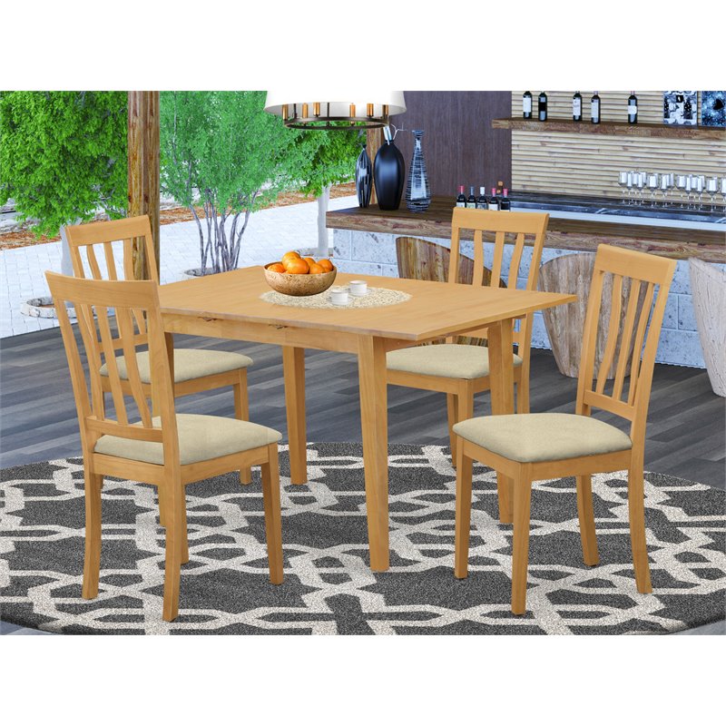Pemberly Row 5-Piece Dining Set with Wood Construction in Oak Finish