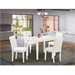 Pemberly Row 5-Piece Dining Set with Upholstered High-Back Chairs in Linen White