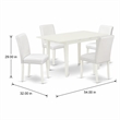 Pemberly Row 5-Piece Dining Set with Upholstered High-Back Chairs in Linen White