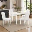 Pemberly Row 5-Piece Dining Set with Upholstered High-Back Chairs in Linen White