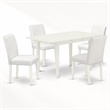Pemberly Row 5-Piece Dining Set with Upholstered High-Back Chairs in Linen White