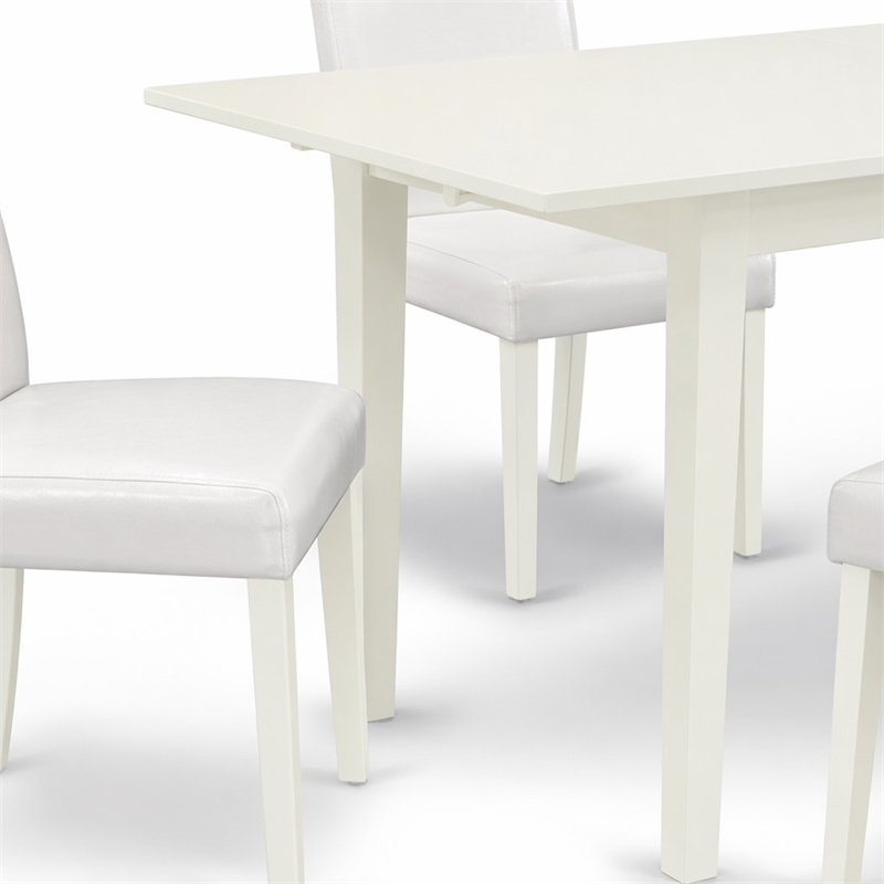 Pemberly Row 5-Piece Dining Set with Upholstered High-Back Chairs in Linen White