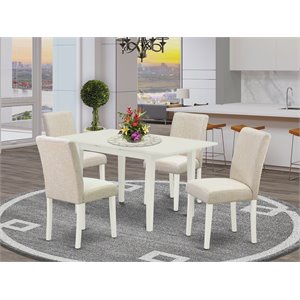 Pemberly Row 5-Piece Wood Dining Set with Upholstered Chairs in Linen White