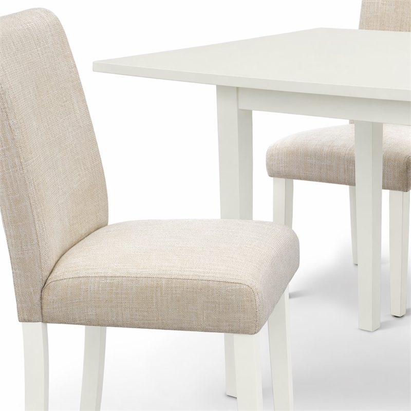 Pemberly Row 5-Piece Wood Dining Set with Upholstered Chairs in Linen White