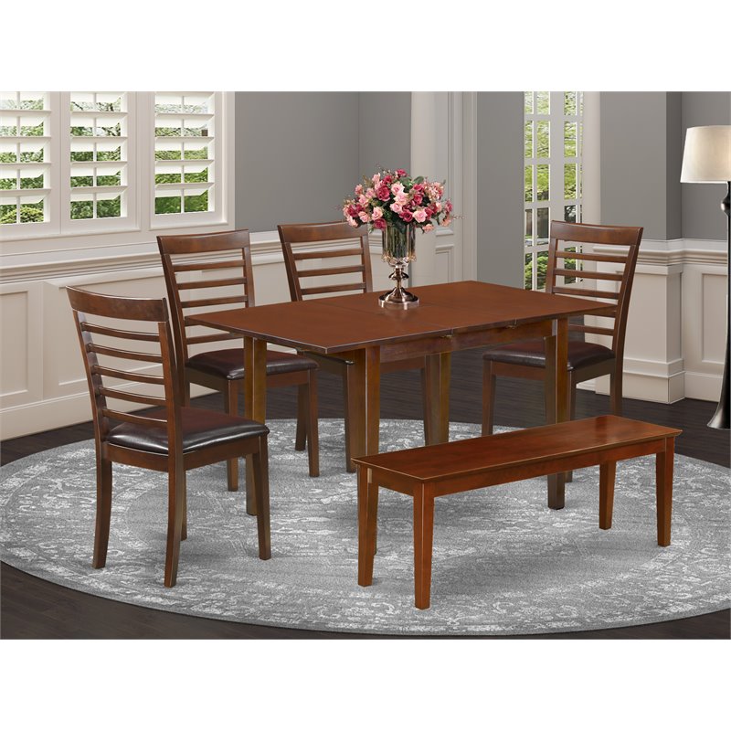 Pemberly Row 6-Piece Mahogany Dining Set with Ladder Back Chairs