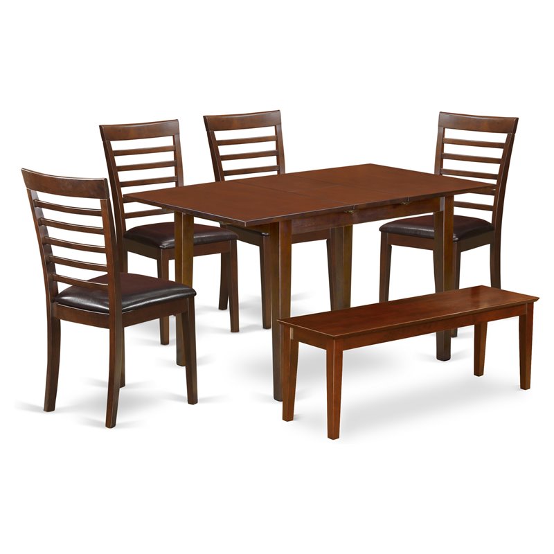 Pemberly Row 6-Piece Mahogany Dining Set with Ladder Back Chairs
