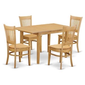Pemberly Row 5-Piece Wood Dining Table Set with Butterfly Leaf in Oak