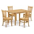 Pemberly Row 5-Piece Wood Dining Table Set with Butterfly Leaf in Oak