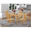 Pemberly Row 5-Piece Wood Dining Table Set with Linen Fabric Chairs in Oak