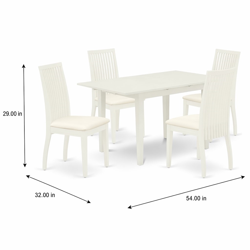 Pemberly Row 5-Piece Wood Dining Set with Linen Seats in White Finish