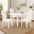Pemberly Row 5-Piece Wood Dining Set with Linen Seats in White Finish