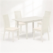 Pemberly Row 5-Piece Wood Dining Set with Linen Seats in White Finish