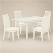 Pemberly Row 5-Piece Wood Dining Set with Linen Seats in White Finish